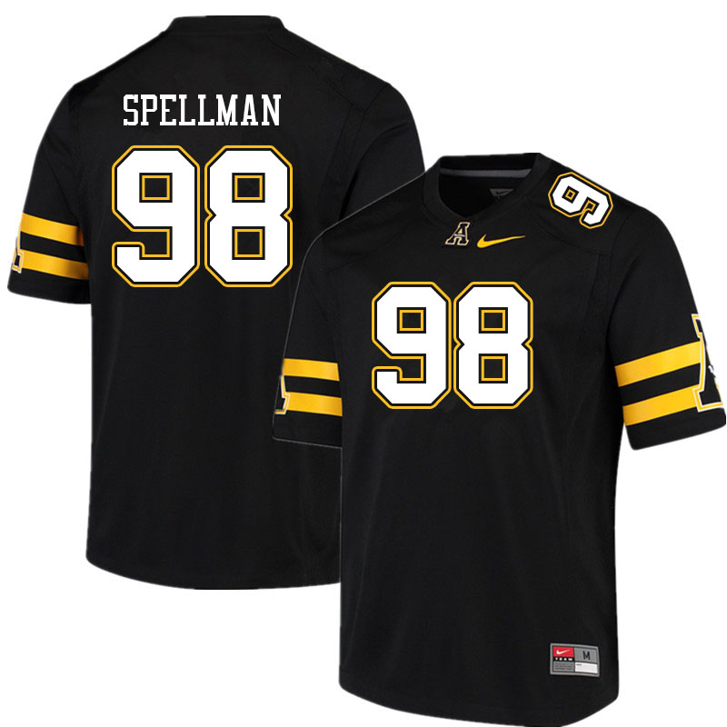 Men #98 Donovan Spellman Appalachian State Mountaineers College Football Jerseys Sale-Black - Click Image to Close